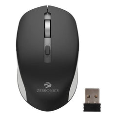 ZEBRONICS ZEB-JAGUAR Wireless Mouse, 2.4GHz with USB Nano Receiver, High Precision Optical Tracking, 4 Buttons, Plug & Play, Ambidextrous, for PC/Mac/Laptop (Black+Grey) - Personal Computer from ZEBRONICS - Shop in Sri Lanka at Arcade.lk
