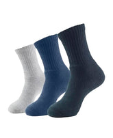 Jockey Men's Calf Length Sports Cotton Socks (Pack of 3) 7035_Black/Midgrey Mel/Navy_Free Size