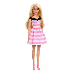 Barbie Doll and Accessories, 65th Anniversary Commemorative Doll with Blonde Hair, Pink and White Striped Dress with Matching Heels - Toy from Barbie - Shop in Sri Lanka at Arcade.lk