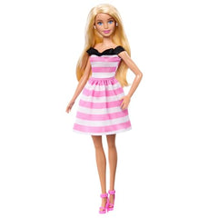 Barbie Doll and Accessories, 65th Anniversary Commemorative Doll with Blonde Hair, Pink and White Striped Dress with Matching Heels - Toy from Barbie - Shop in Sri Lanka at Arcade.lk