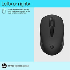 HP 150 Wireless Mouse,1600 DPI, 10 m Range, 2.4 GHz USB dongle for Instant connectivity, Ambidextrous, Ergonomic Design, Rubber Grip for All Day Comfort, 12 Month Battery - Personal Computer from HP - Shop in Sri Lanka at Arcade.lk