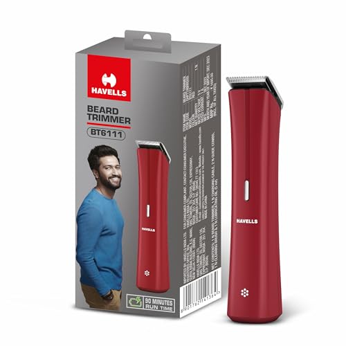 Havells Bt6111 Beard Trimmer, Skin Firendly Stainless Steel Blades 90 Mins Runtime Up To 13 Mm Length Settings 2 Years Guarantee (Red)-Battery Powered, Men - Personal Care Appliances from Havells - Shop in Sri Lanka at Arcade.lk