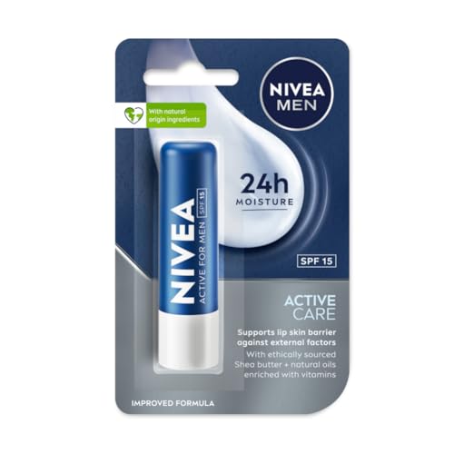 NIVEA MEN Active Care 4.8g Lip Balm|24 H Melt in Moisture Formula|Natural Oils|Nourished Lips,4.8 g - Beauty from NIVEA - Shop in Sri Lanka at Arcade.lk