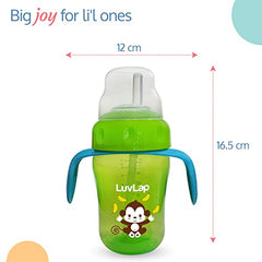LuvLap Banana Time 210ml Anti Spill, Interchangeable Sipper / Sippy Cup with Soft Silicone Spout and Straw BPA Free, 6m+ (Green) - Baby Product from LuvLap - Shop in Sri Lanka at Arcade.lk