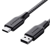 Ambrane Unbreakable 3A Fast Charging 1.5m Braided Type C Cable, 480Mbps Data Sync, Quick Charge 3.0 (RCT15A, Black) - Wireless Accessory from Ambrane - Shop in Sri Lanka at Arcade.lk