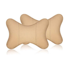 DETACHI Faux Leather Car Neck Rest Pillow/Cushion Set of Pillows Compatible with All Cars - Pack of 2 Pieces (Beige) - Automotive Parts and Accessories from DETACHI - Shop in Sri Lanka at Arcade.lk