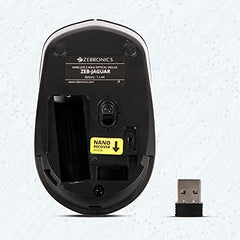 ZEBRONICS ZEB-JAGUAR Wireless Mouse, 2.4GHz with USB Nano Receiver, High Precision Optical Tracking, 4 Buttons, Plug & Play, Ambidextrous, for PC/Mac/Laptop (Black+Grey) - Personal Computer from ZEBRONICS - Shop in Sri Lanka at Arcade.lk