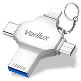 Verilux® Pendrive 128GB 4 in 1 Flash Drive with Light-ning, Micro USB, USB A, Type-C Interface for iOS & Android Compatible with iPhone, iPad, Android, PC and More Devices - Personal Computer from Verilux - Shop in Sri Lanka at Arcade.lk