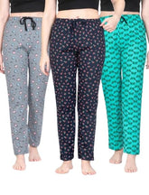 ARIEL Women's Cotton Printed Pyjama Pack of 3