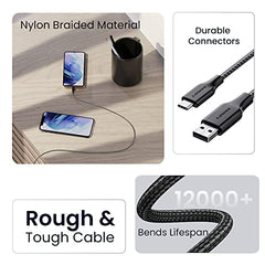 Ambrane Unbreakable 3A Fast Charging 1.5m Braided Type C Cable, 480Mbps Data Sync, Quick Charge 3.0 (RCT15A, Black) - Wireless Accessory from Ambrane - Shop in Sri Lanka at Arcade.lk