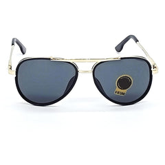 Louis Kouros Cherokee Aviator Classic 4414 sunglasses | Gold Frame | Black Lens | Mirror Lens | 400 UV Protected | For Men & Women | Medium