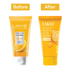 LAKMÉ Blush & Glow Exfoliating Face Wash With Vitamin C Serum, Brightening And Gentle Facewash With Lemon Fruit Extracts For All Skin, 100Gm,1 Count