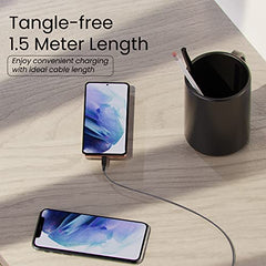 Ambrane Unbreakable 3A Fast Charging 1.5m Braided Type C Cable, 480Mbps Data Sync, Quick Charge 3.0 (RCT15A, Black) - Wireless Accessory from Ambrane - Shop in Sri Lanka at Arcade.lk
