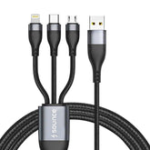 Sounce 100W/6A Speed Fast Charging Usb 3.0 Cable 4 Ft/1.2M To 3-In-1 Long Charging Cord With Type C + Micro Usb + Lightning Connector 480 Mbps Data Transfer - Wireless Accessory from Sounce - Shop in Sri Lanka at Arcade.lk