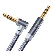 pTron 3.5mm Male to Male Stereo Aux Cable, 90 Degree Gold-plated Connectors, Solero A15 Tangle-free Metal Shell (Nylon Braided, 1.5M, Grey) - Wireless Accessory from pTron - Shop in Sri Lanka at Arcade.lk