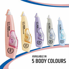 FLAIR CT 302 Correction Tape | Non-Toxic & Tear Resistant | 5mm x 6m | Pack of 2 - Body Color May Vary