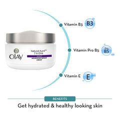 Olay Natural Aura Night Cream | Nourishes Skin for Healthy Glow | Fights 7 Signs of Ageing | With Niacinamide and Vitamin E | Normal, Oily, Dry, Combination Skin | 50g - Beauty from Olay - Shop in Sri Lanka at Arcade.lk