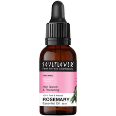 Soulflower Rosemary Essential Oil for Hair Growth, Hair Fall Control, Nourishment & Strengthening, Skin Care| Clinically Tested and Ecocert Certified Organic 100% Pure & Natural Undiluted, 30ml