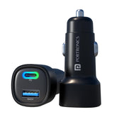 Portronics 80W Dual Output Fast Car Charger with Type-C PD & USB, LED Indicator, Charging Adapter Compatible with Cars for iPhone & Android Smartphone, Earbud, Power Bank (Black)