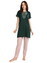 Duchess Women's Cotton Embroided Long Length Night Suit Set
