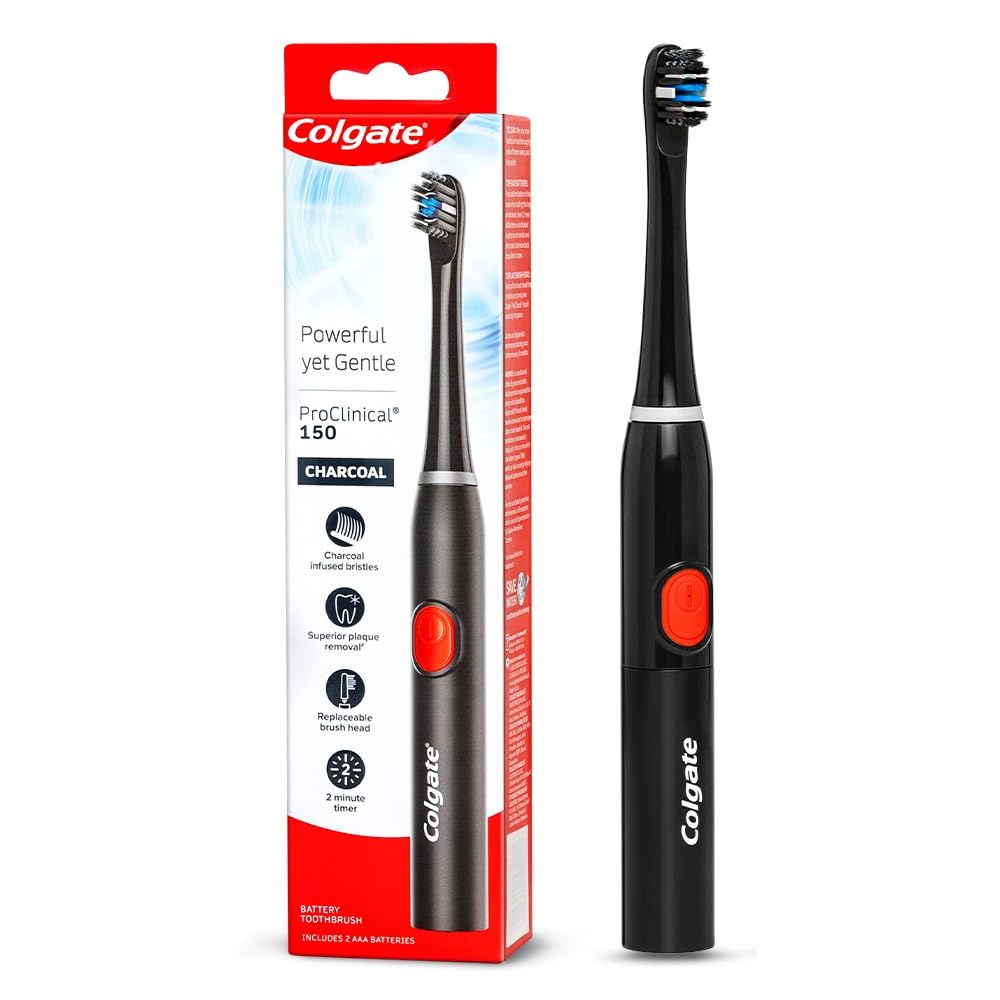 Colgate ProClinical 150 Charcoal Sonic Battery Powered Electric Toothbrush (with Replaceable Brush Head Included), Adult, Pack of 1 - Personal Care Appliances from Colgate - Shop in Sri Lanka at Arcade.lk
