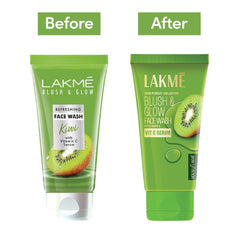 LAKMÉ Blush & Glow Exfoliating Face Wash With Vitamin C Serum, Refreshing And Gentle Facewash With Kiwi Fruit Extracts For All Skin, 100Gm,1 Count