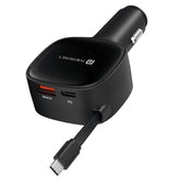 Portronics Car Power Retracto 84W 3 in 1 Car Charger, 80 cm Retractable Cable (33W Type-C PD), Dual Port (18W USB Type-A & 33W Type-C) for Laptop, Android, iPhone, Earbuds and More (Black)