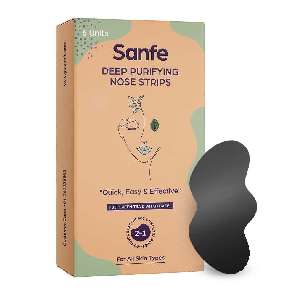Sanfe Deep Purifying Nose Strips for Women & Men - With Fuji Green Tea & Witch Hazel Extracts (Pack of 6) - Beauty from Sanfe - Shop in Sri Lanka at Arcade.lk
