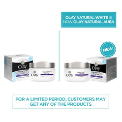 Olay Natural Aura Night Cream | Nourishes Skin for Healthy Glow | Fights 7 Signs of Ageing | With Niacinamide and Vitamin E | Normal, Oily, Dry, Combination Skin | 50g - Beauty from Olay - Shop in Sri Lanka at Arcade.lk