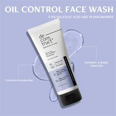 Deconstruct Oily Skin Essentials Salicylic Oil Control Face Wash with Niacinamide & SPF 50+ Gel Sunscreen | Oil Control Facewash (100ml) & Gel Sun Screen (50g) | No White Cast Sunscreen