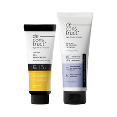 Deconstruct Oily Skin Essentials Salicylic Oil Control Face Wash with Niacinamide & SPF 50+ Gel Sunscreen | Oil Control Facewash (100ml) & Gel Sun Screen (50g) | No White Cast Sunscreen