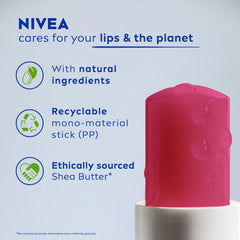 2 x NIVEA Watermelon Shine 4.8g Lip Balm|24 H Melt in Moisture Formula|Natural Oils|Glossy Finish,4.8 g (Pack of 1)