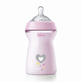 Chicco Natural Feeling 330ml Baby Milk Feeding Bottle with Wide Neck, Anti-Colic for Easy Milk Flow, for Babies & Toddlers 6m+ (Pink)
