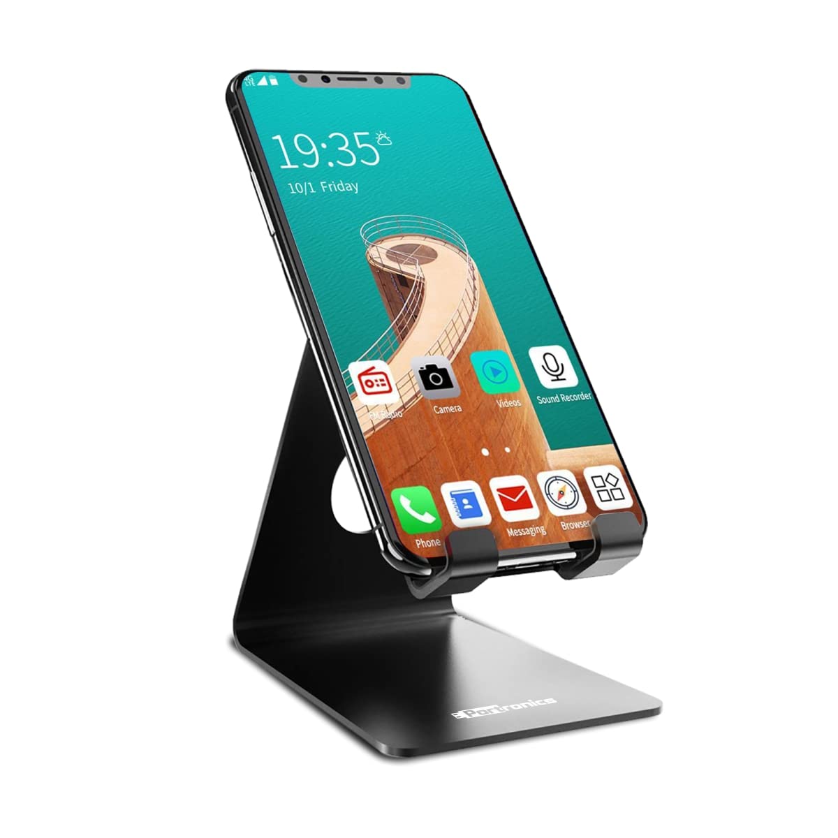 Portronics MODESK Universal Mobile Holder Stand with Metal Body, Anti Skid Design, Light Weight for All Smartphones, Tablets, Kindle, iPad(Black) - Wireless Accessory from Portronics - Shop in Sri Lanka at Arcade.lk