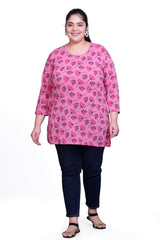 In Love Women's All Over Printed Full Sleeve Plus Size Semi Long T-Shirt