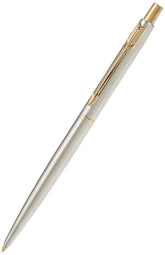 Parker Classic Stainless Steel Ballpoint Pen | Gold Trim | QuinkFlow Technology | Blue Ink, Fine Tip