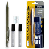 BRUSTRO Mechanical Pencil Set | HB-20 Leads, 2B-20 Leads, Spare Eraser 8 Units | Tip size 0.7 mm | Ideal for Students,Adults, Home, School, Office, Stationery Use