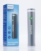 PHILIPS Portable Torch Light with Camping Light, 400LM LED Flashlight Rechargeable, 4 Lighting Mode, 150M Coverage, Anti-Drop Handheld Flash Light for Home, Camping, Hiking, Emergency(Gray)