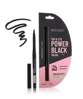 SWISS BEAUTY You & Eye Power Black Pencil Kajal | Waterproof & Smudge-Proof | 24 Hour Stay | Matte Finish Black Kajal | 0.30gm