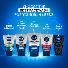 NIVEA MEN Dark Spot Reduction Face Wash 100 g | With Ginko and Ginseng Extracts for Clean, Healthy & Clear Skin in Summer | 10 X Vitamin C Effect for Radiant Skin |For Dark Spot Reduction