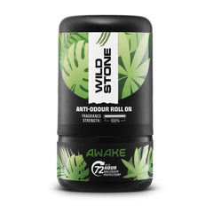 Wild Stone Awake Anti-Odour Roll On For Men, 50ml | Up to 72-Hour Odour Control | Enriched with Matcha tea and chamomile tea |Skin Friendly & Itch Free Deodorant Roll On | Long-Lasting Freshness