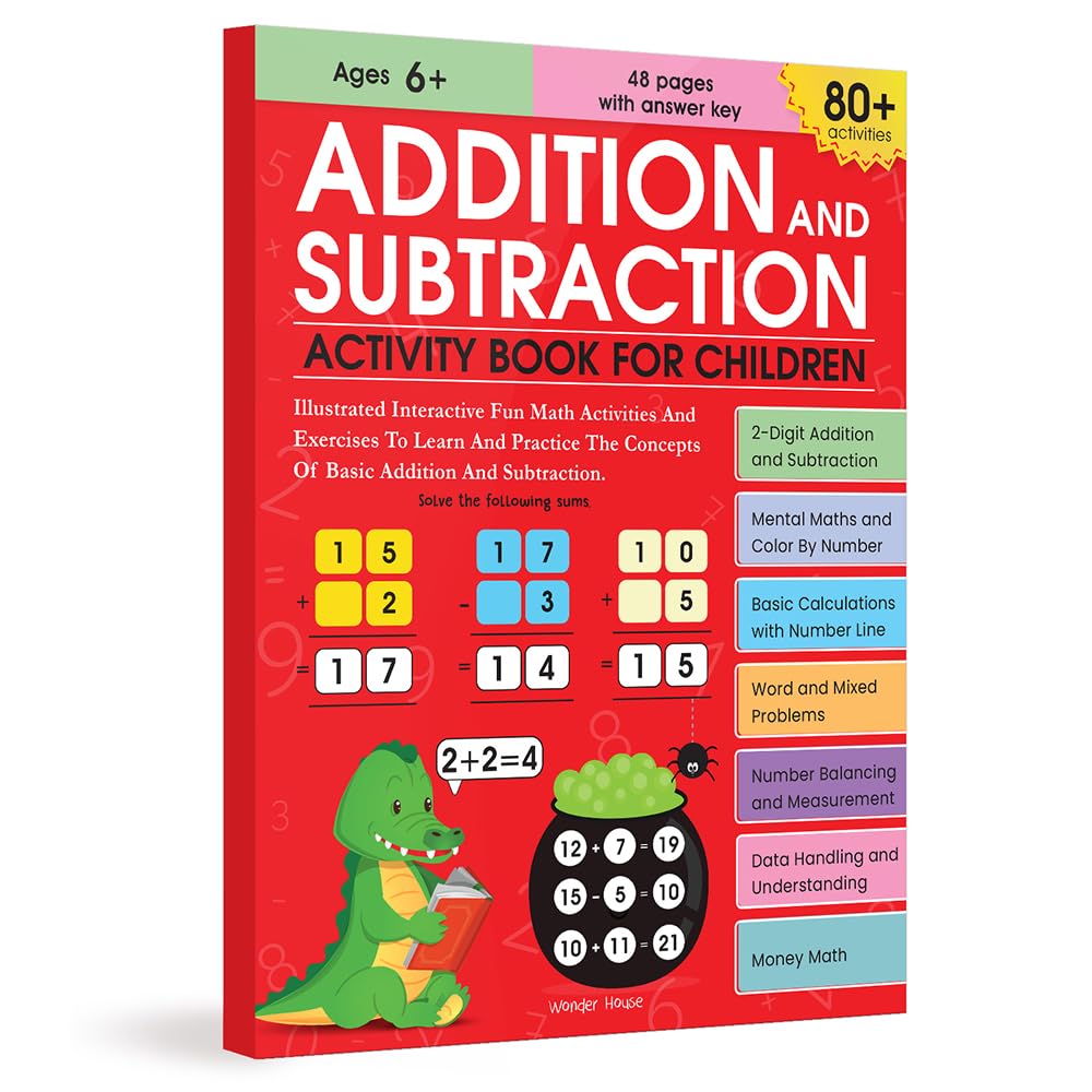 Addition and Subtraction Activity Book For Children - 80+ Activities Inside - Book from Wonder House Books - Shop in Sri Lanka at Arcade.lk