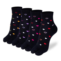 Supersox Ankle Thumb Socks for Women, Made with Breathable, Anti Odour & Moisture Absorbent Combed Cotton with a Extra Durable Welt (Pack Of 4) (IN, Alpha, Free Size, Black)