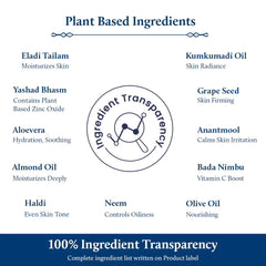 Blue Nectar SPF 30 Plant Based Brightening Face Cream Eladi Kumkumadi Cream for Natural Skin Brightening Face Cream for Women Daily Use (16 Herbs, 50g)