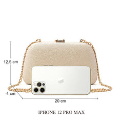 INOVERA (LABEL) Women Evening Hand Clutch | Ladies Party Wedding Purse with Chain Strap (Ivory)