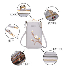 INOVERA Pu Women's Cell Phone Cash Card Holder Cross-Body Sling Bag Mobile Pouch (Grey)