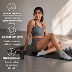 Supersox Ankle Length Performance Sports Socks for Woman | Combed Cotton | Moisture Absorbent & Anti-Odour | Durable Welt for Long-Lasting Comfort | Grey | Pack of 3