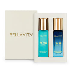 BELLAVITA Skai Aquatic EDC & Fresh EDT | Long Lasting 2x20ml Perfume for Man and Woman | with Bergamot, Ylang Ylang, Pink Pepper | Premium Unisex Fragrance for Men & Women
