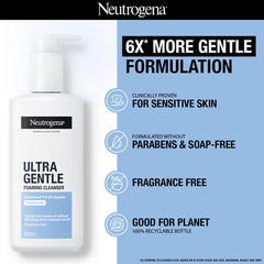 Neutrogena Ultra Gentle Foaming Cleanser | Face Wash for All Skin Types including Sensitive Skin | 6X Gentler Cleansing with Barriercare Technology | Cleanses Dirt and Oil |