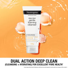 Neutrogena Deep Clean Foaming Cleanser- Advanced Face Wash | Unisex | Normal to Oily Skin | Gentle Formula | 8% Amino Micellar | Skin pH Friendly | Removes 99% Dirt | Daily Cleansing | 100g